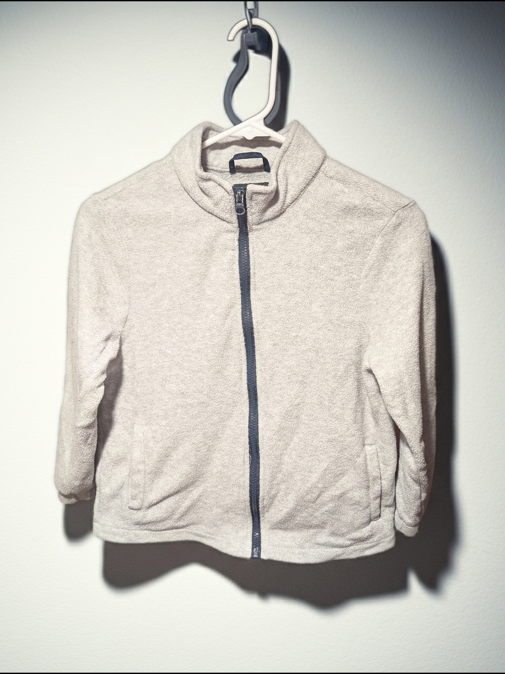Athletech Kids Zip-Up Jacket in Light Beige with Dark Zip